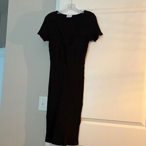 Everly Black Ribbed Midi Dress